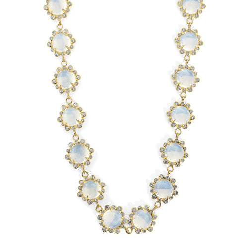 Syna Jewelry - 18K Yellow Gold Moon Quartz and Diamonds Moon Necklace | Manfredi Jewels