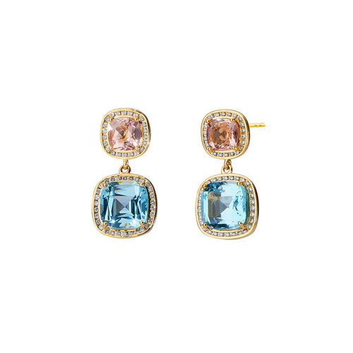 Syna Jewelry - Mogul 18K Yellow Gold Cushion Diamond Earrings | Manfredi Jewels