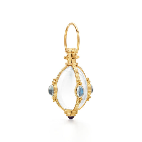 Amulet 18K Yellow Gold Blue Moonstone & Tanzanite Pendant