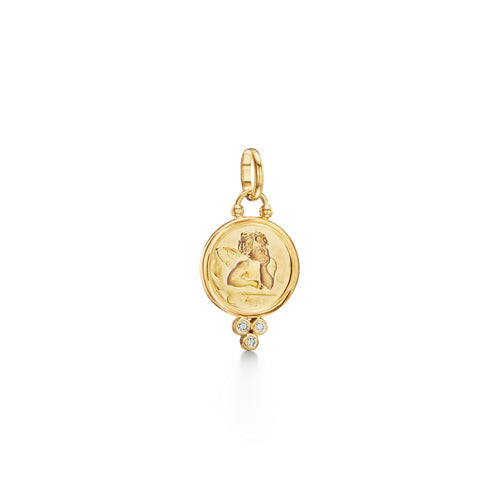 Temple St Clair Jewelry - Amulet 18K Yellow Gold Diamond Angel Pendant | Manfredi Jewels