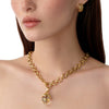 Temple St Clair Jewelry - Amulet 18K Yellow Gold Rock Crystal Arcardia Golden Leaves Diamond Drop Pendant | Manfredi Jewels