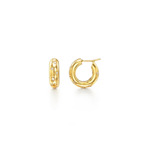 Celestial 18K Yellow Gold Cosmos Diamond Hoop Earrings