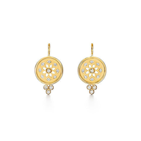 Celestial 18K Yellow Gold Diamond Mandala Cutout Earrings