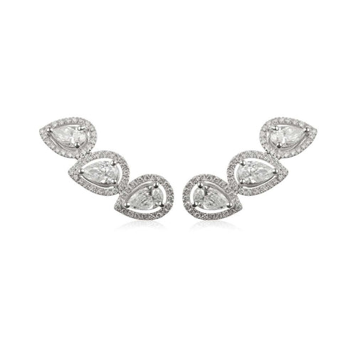 Zydo Italy Jewelry - 18K White Gold 3 Pear Shape Diamond Earrings | Manfredi Jewels