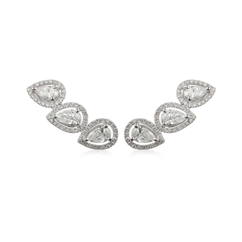 Zydo Italy Jewelry - 18K White Gold 3 Pear Shape Diamond Earrings | Manfredi Jewels