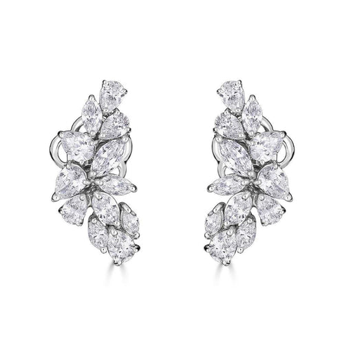 Zydo Italy Jewelry - 18K White Gold Diamond Pear and Marquis Cut Cluster Earring | Manfredi Jewels