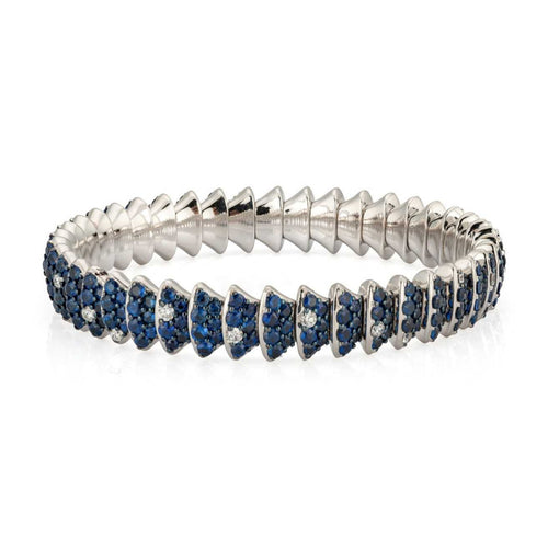 Zydo Italy Jewelry - 18K White Gold Sapphire and Diamond Multi Element Stretch Bracelet | Manfredi Jewels