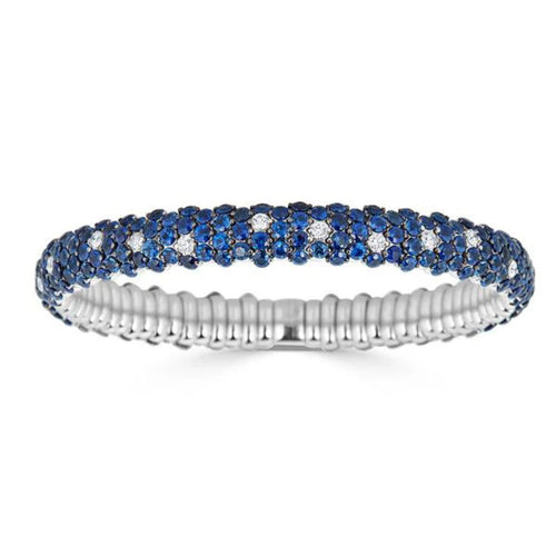 Zydo Italy Jewelry - Blue Sapphire 18K White Gold Domed Stretch Bracelet | Manfredi Jewels