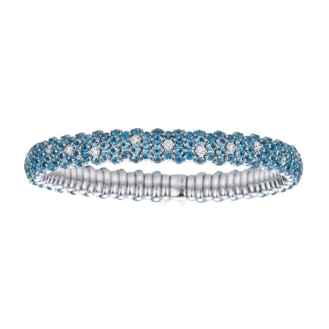 Sterling silver blue topaz and diamond bracelet -SS 4734 - Lustig Jewelers