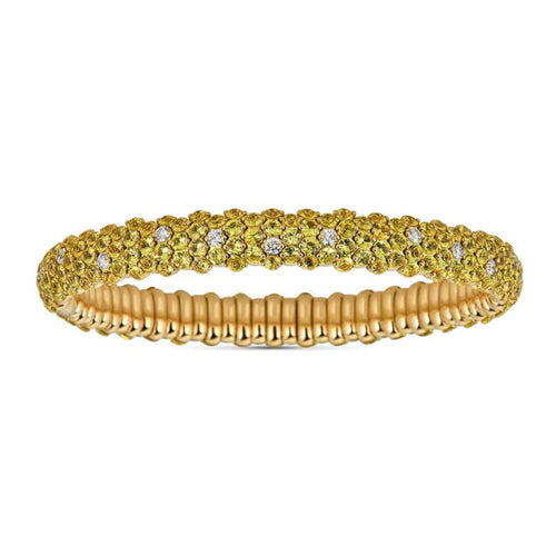 Zydo Italy Jewelry - Yellow Sapphire 18K Yellow Gold Domed Stretch Bracelet | Manfredi Jewels