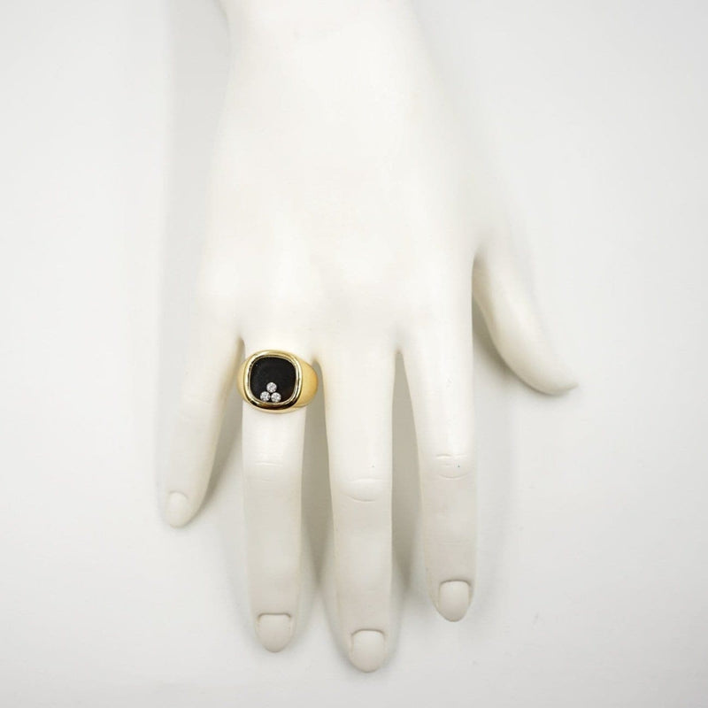 18k Yellow Gold Genuine Onyx Signet Ring
