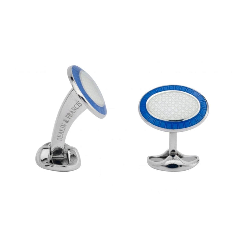 Deakin & Francis Accessories - Sterling Silver Sky Blue Clear Enamel Cufflinks | Manfredi Jewels