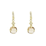 Estate Jewelry - 18K Yellow Gold Topaz and Diamond Earrings | Manfredi Jewels