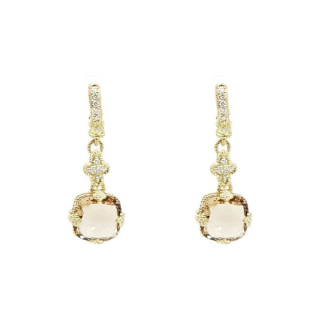 18K Yellow Gold Topaz and Diamond Earrings