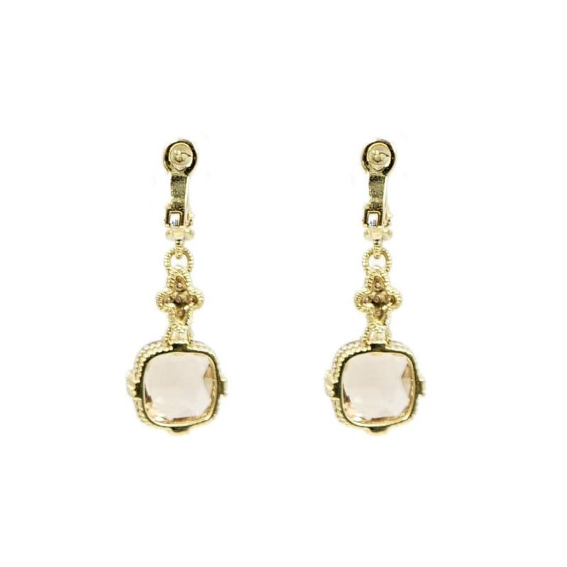 Estate Jewelry - 18K Yellow Gold Topaz and Diamond Earrings | Manfredi Jewels