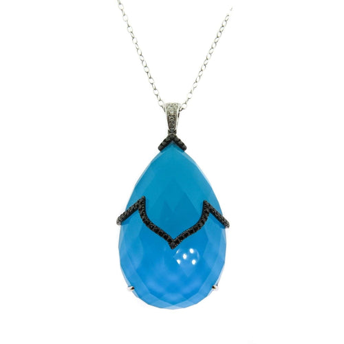 Estate Jewelry - Turquoise & White Topaz Gold Pendant | Manfredi Jewels