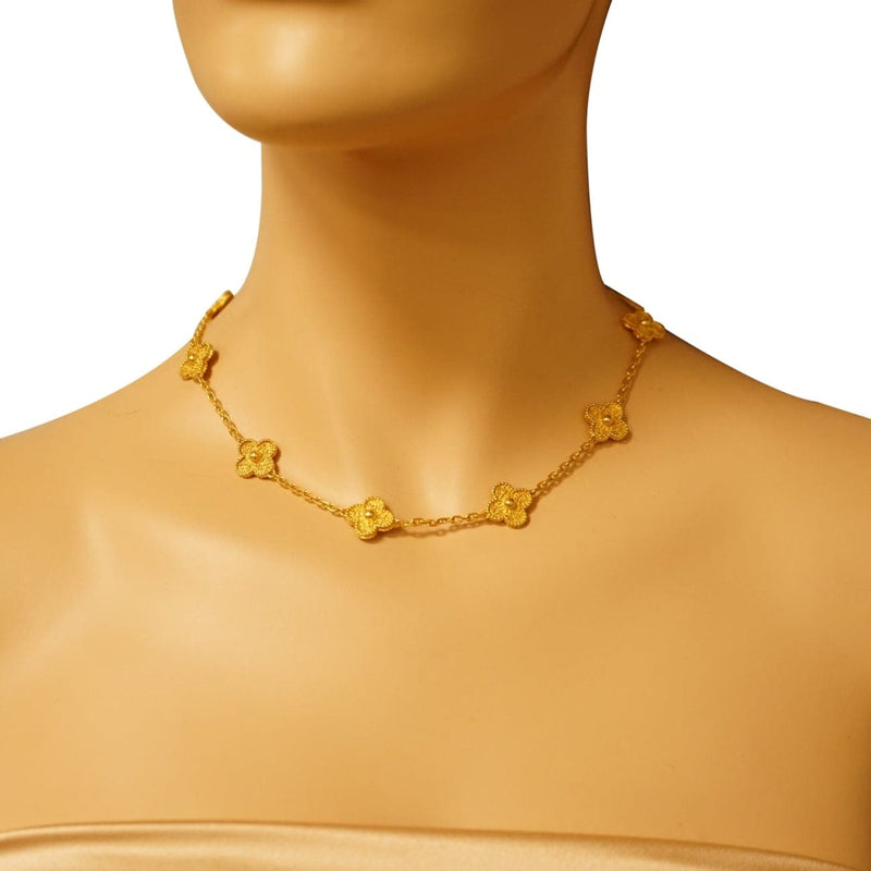 Vintage Alhambra necklace, 10 motifs 18K yellow gold, Diamond