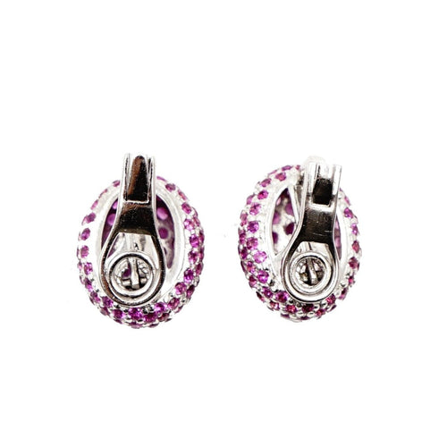 Estate Jewelry - White Gold Pink Sapphire Earrings | Manfredi Jewels