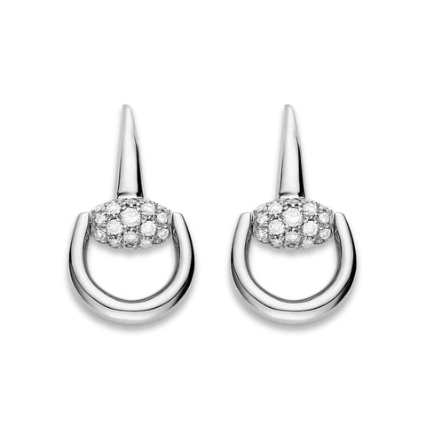 HORSEBIT DANGLING PAVE DIAMOND EARRINGS