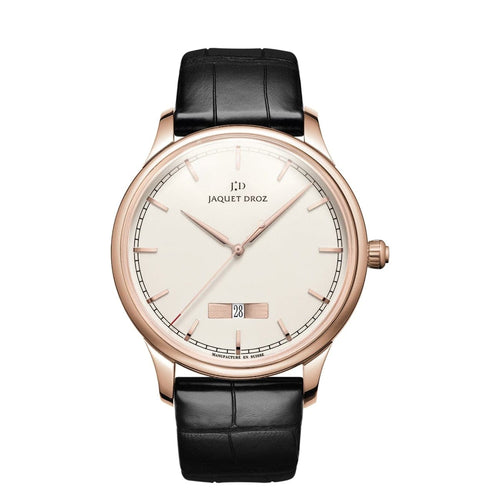 Jaquet Droz Watches - Grande Heure Minute Quantieme Ivory Enamel | Manfredi Jewels