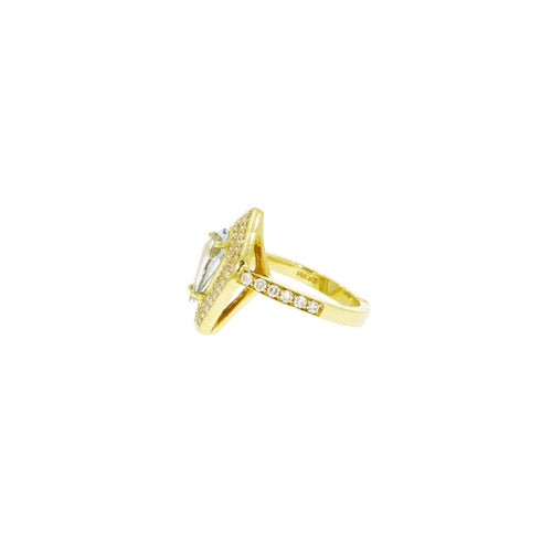 Lauren K Jewelry - Kite shaped Aquamarine & Yellow Gold Ring | Manfredi Jewels