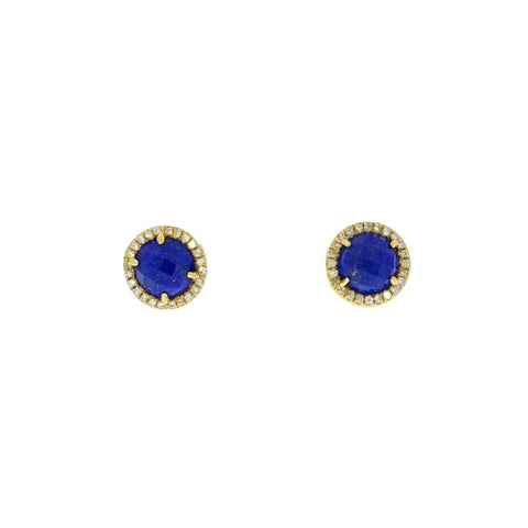 Lapis Lazuli & Diamond Stud Earrings