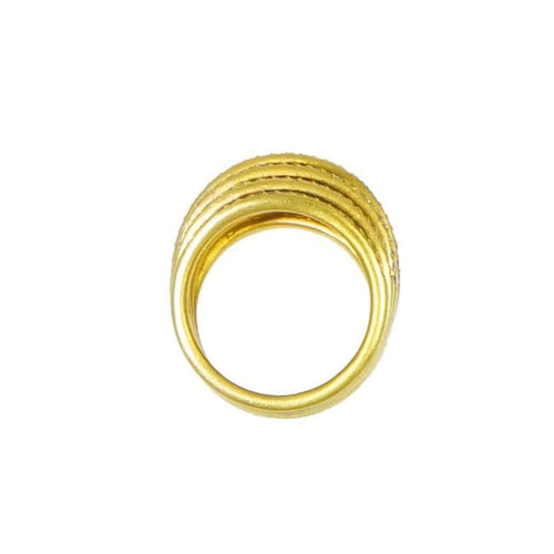 Lauren K Jewelry - Layered Diamond Yellow Gold Open Domed Ring | Manfredi Jewels