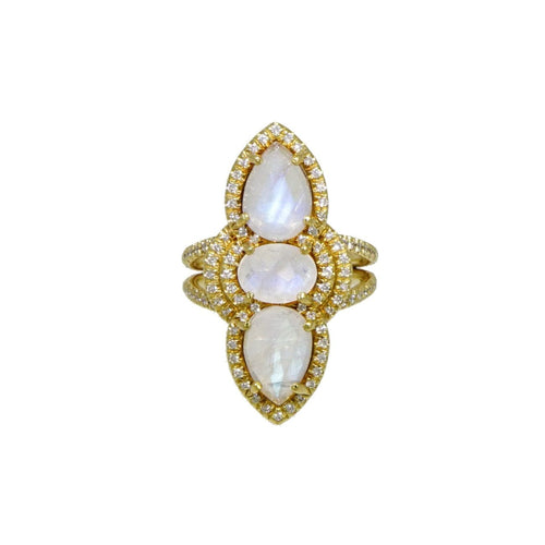 Lauren K Jewelry - MOONSTONE AND DIAMOND YELLOW GOLD RING | Manfredi Jewels