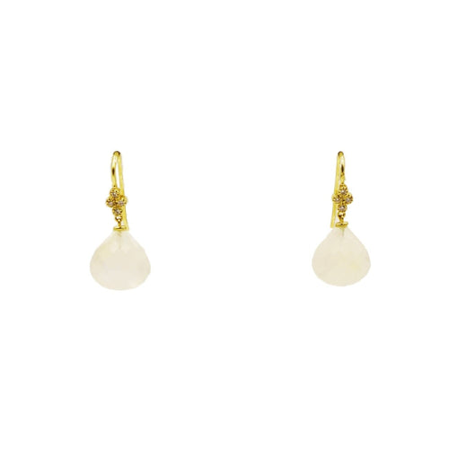 Lauren K Jewelry - Moonstone & Diamond Drop Yellow Gold Earrings | Manfredi Jewels