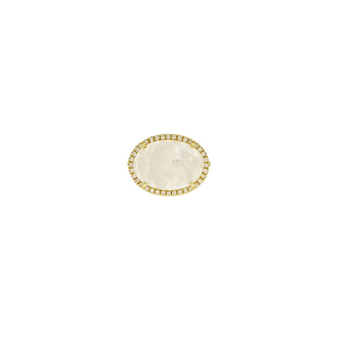 Moonstone & Diamond Yellow Gold Ring