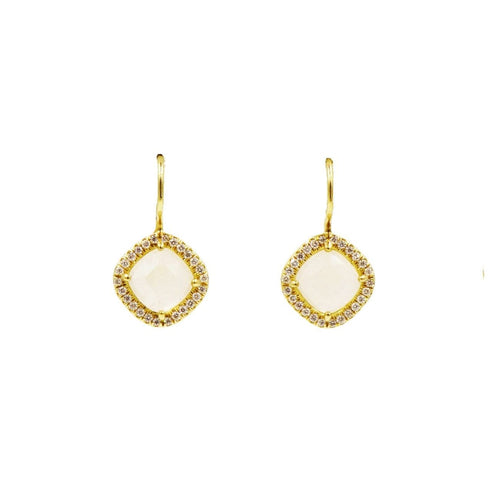 Lauren K Jewelry - Rainbow Moonstone & Diamond Yellow Gold Drop Earrings | Manfredi Jewels