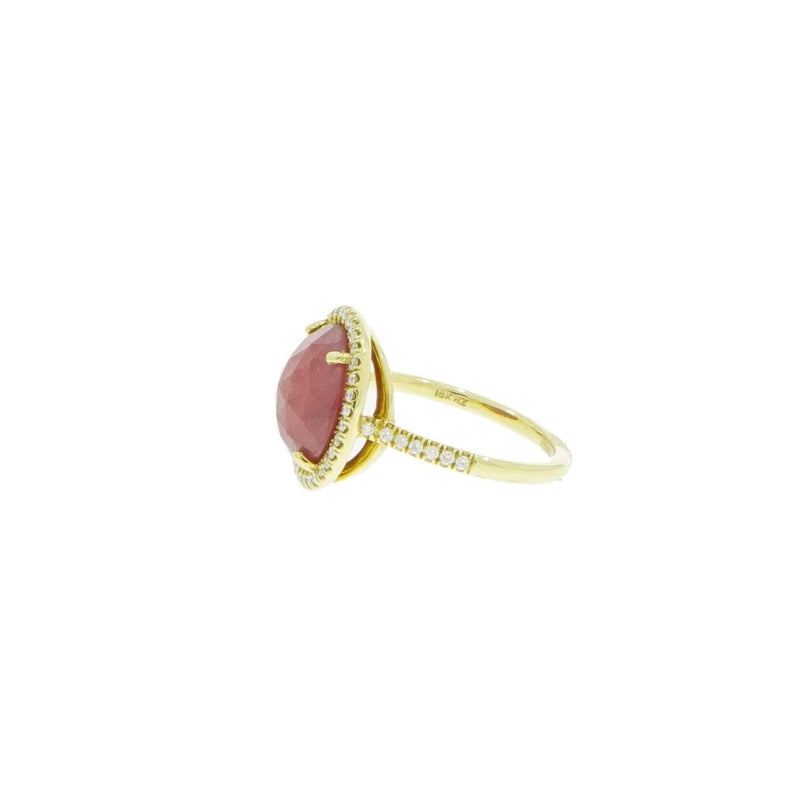 Lauren K Jewelry - Round Pink Sapphire & Diamond Yellow Gold Ring | Manfredi Jewels