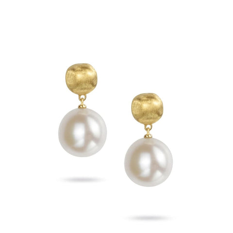 Africa 18K Yellow Gold & Pearl Drop Earrings