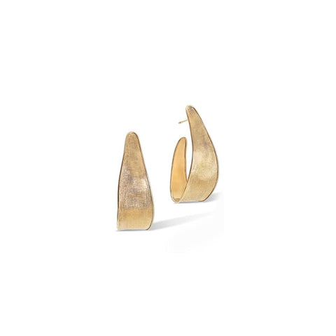 18KT YELLOW GOLD LUNARIA ELONGATED HOOP EARRINGS