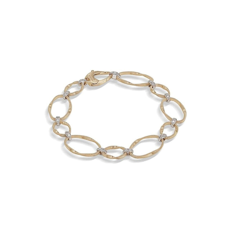 Marco Bicego Jewelry - Marrakech Onde Collection 18K Yellow Gold and Diamond Flat Link Bracelet | Manfredi Jewels