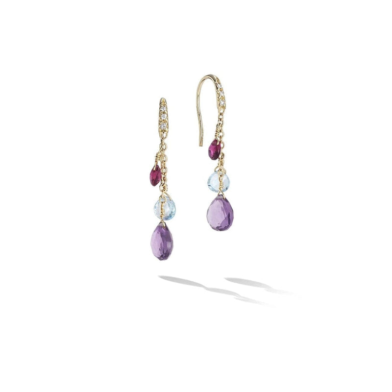 Marco Bicego Jewelry - PARADISE COLLECTION 18K YELLOW GOLD DIAMOND GEMSTONE SHORT DROP EARRINGS | Manfredi Jewels