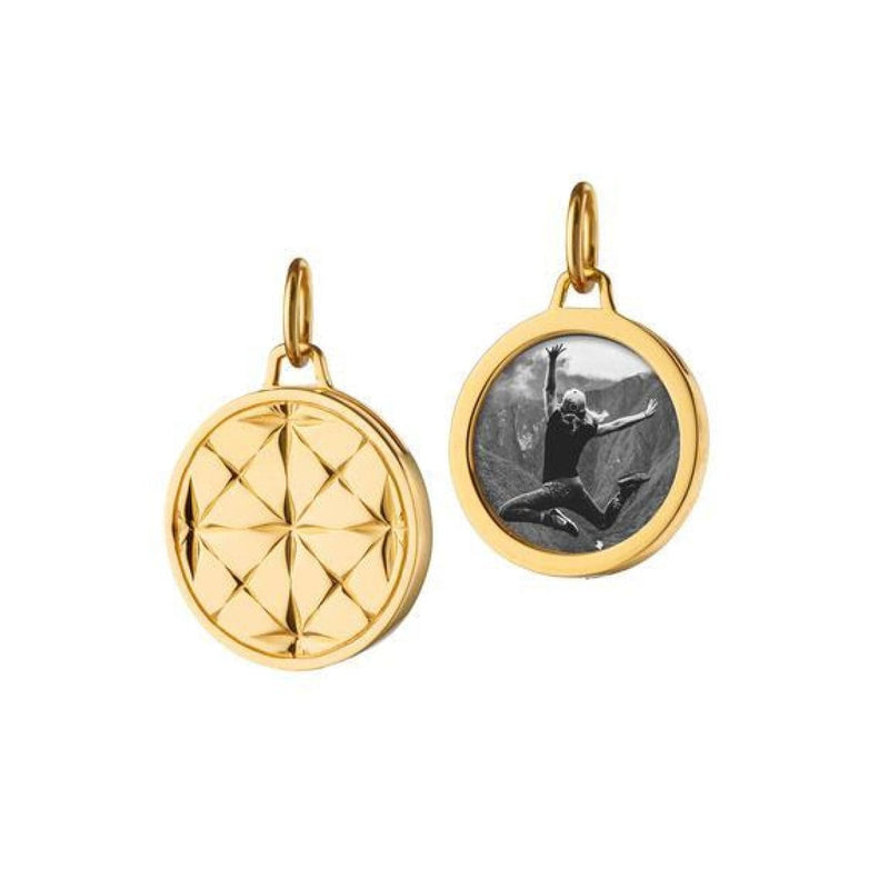 Monica Rich Kosann Jewelry - 18KT Yellow Gold Small Round Mosaic Half Locket | Manfredi Jewels