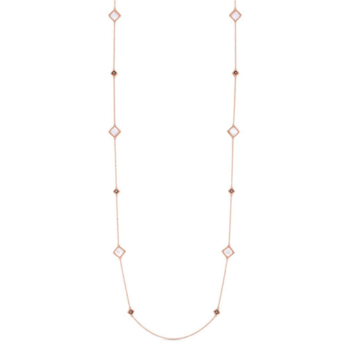 Roberto Coin Jewelry - 18K PALAZZO DUCALE 35’ LONG STATION CHAIN FEATURING MOTHER - OF - PEARL & DIAMOND | Manfredi Jewels