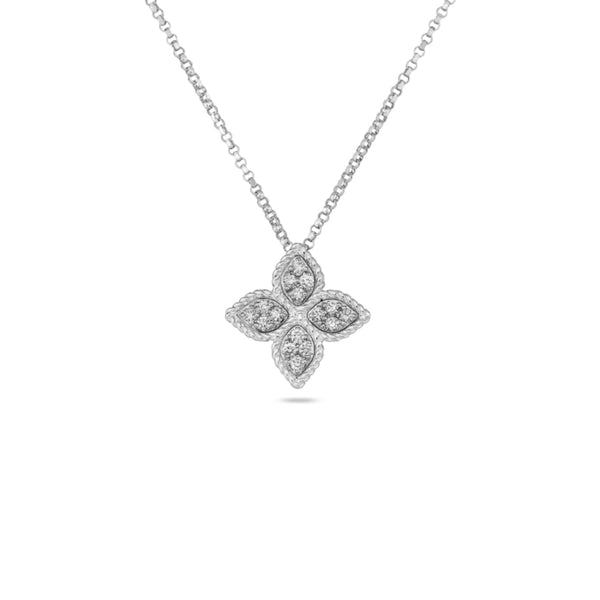 Roberto Coin 18k White Gold Medium Princess Pendant With Diamonds ...