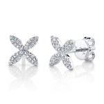 Shy Creation Jewelry - 14K White Gold 0.16ct Diamond Flower Stud Earring | Manfredi Jewels