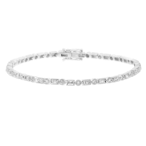 0.98Ct 14K White Gold Diamond Baguette Bracelet