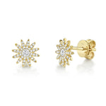 Shy Creation Jewelry - 14K Yellow Gold 0.24ct Diamond Starburst Stud Earring | Manfredi Jewels