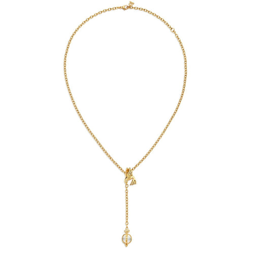 Temple St Clair Jewelry - 18K Bird Necklace with Crystal Y - Drop | Manfredi Jewels